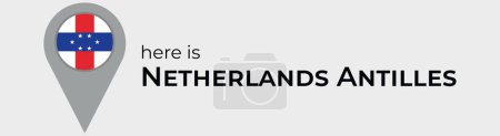 Illustration for Netherlands Antilles national flag map marker pin icon illustration - Royalty Free Image
