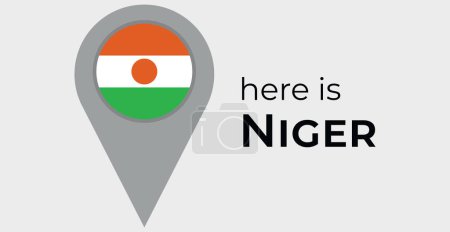Illustration for Niger national flag map marker pin icon illustration - Royalty Free Image