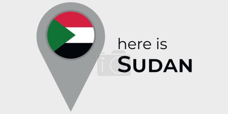 Illustration for Sudan national flag map marker pin icon illustration - Royalty Free Image