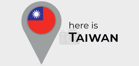 Illustration for Taiwan national flag map marker pin icon illustration - Royalty Free Image