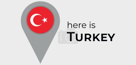 Téléchargez les illustrations : Turquie drapeau national carte marqueur broche icône illustration - en licence libre de droit