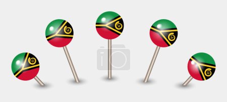 Illustration for Vanuatu national flag map marker pin icon illustration - Royalty Free Image
