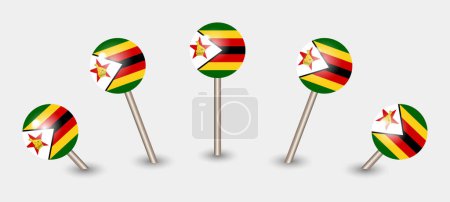 Illustration for Zimbabwe national flag map marker pin icon illustration - Royalty Free Image