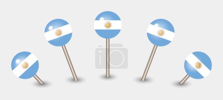 Téléchargez les illustrations : Argentine drapeau national carte marqueur broche icône illustration - en licence libre de droit