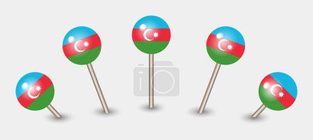 Téléchargez les illustrations : Azerbaïdjan drapeau national carte marqueur broche icône illustration - en licence libre de droit