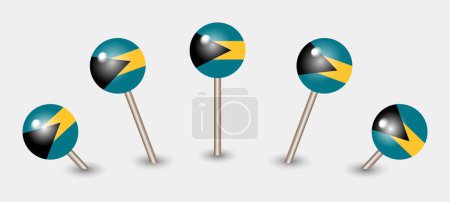 Illustration for Bahamas national flag map marker pin icon illustration - Royalty Free Image