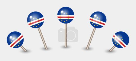 Illustration for Cape Verde national flag map marker pin icon illustration - Royalty Free Image
