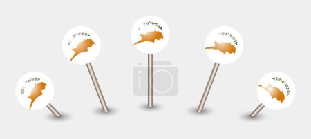 Cyprus national flag map marker pin icon illustration