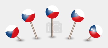 Téléchargez les illustrations : République tchèque drapeau national carte marqueur broche icône illustration - en licence libre de droit