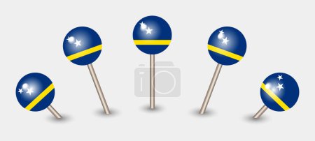 Illustration for Curacao national flag map marker pin icon illustration - Royalty Free Image