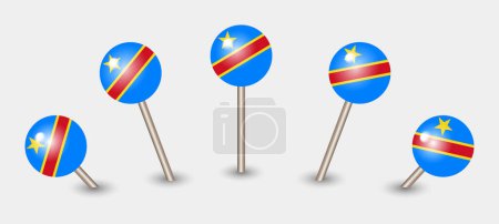 Illustration for Democratic Republic Congo national flag map marker pin icon illustration - Royalty Free Image