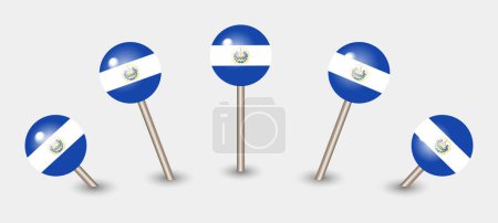 Illustration for El Salvador national flag map marker pin icon illustration - Royalty Free Image
