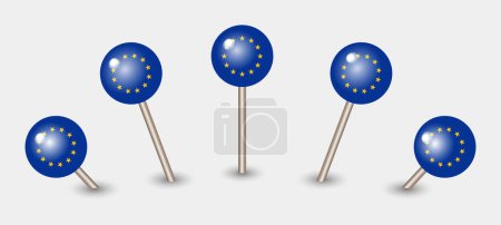 Illustration for European Union national flag map marker pin icon illustration - Royalty Free Image