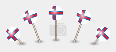 Illustration for Faroe Island national flag map marker pin icon illustration - Royalty Free Image