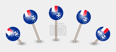 Illustration for French Southern and Antarctic Lands national flag map marker pin icon illustration - Royalty Free Image