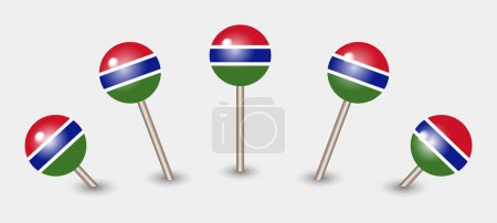 Illustration for Gambia national flag map marker pin icon illustration - Royalty Free Image