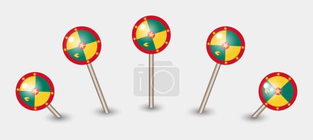Illustration for Grenada national flag map marker pin icon illustration - Royalty Free Image