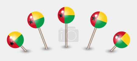 Illustration for Guinea Bissau national flag map marker pin icon illustration - Royalty Free Image