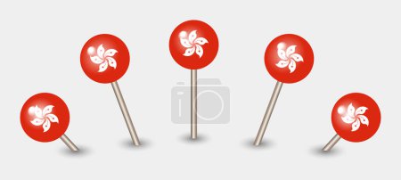 Illustration for Hong Kong national flag map marker pin icon illustration - Royalty Free Image
