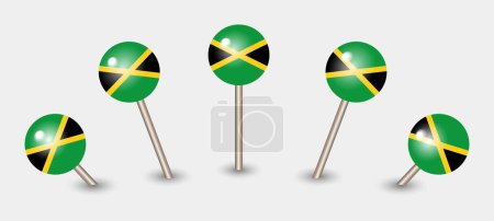 Illustration for Jamaica national flag map marker pin icon illustration - Royalty Free Image