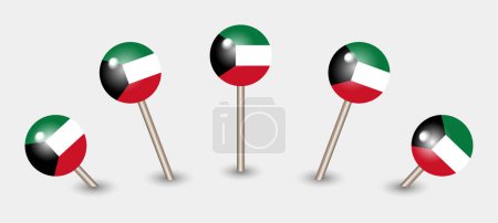 Illustration for Kuwait national flag map marker pin icon illustration - Royalty Free Image