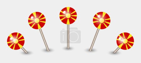 Téléchargez les illustrations : Macédoine drapeau national carte marqueur broche icône illustration - en licence libre de droit