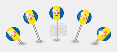 Illustration for Madeira national flag map marker pin icon illustration - Royalty Free Image