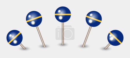 Illustration for Nauru national flag map marker pin icon illustration - Royalty Free Image