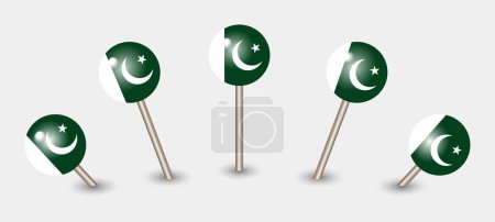 Téléchargez les illustrations : Pakistan drapeau national carte marqueur broche icône illustration - en licence libre de droit