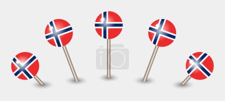 Téléchargez les illustrations : Norvège drapeau national carte marqueur broche icône illustration - en licence libre de droit