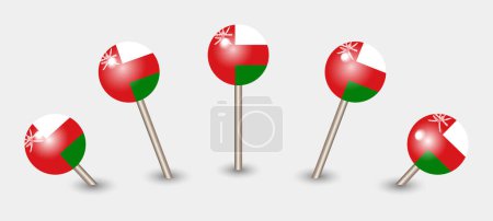 Illustration for Oman national flag map marker pin icon illustration - Royalty Free Image