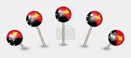 Téléchargez les illustrations : Papouasie-Nouvelle-Guinée drapeau national carte marqueur broche icône illustration - en licence libre de droit