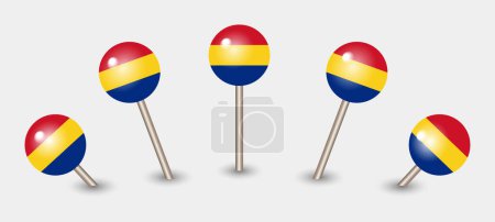 Illustration for Romania national flag map marker pin icon illustration - Royalty Free Image