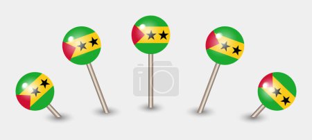 Illustration for Sao Tome and Principe national flag map marker pin icon illustration - Royalty Free Image