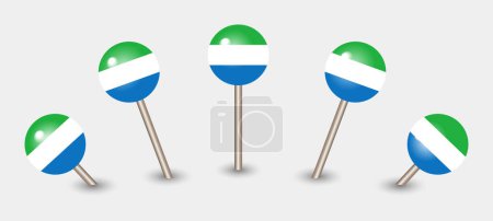 Illustration for Sierra Leone national flag map marker pin icon illustration - Royalty Free Image