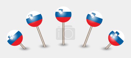 Téléchargez les illustrations : Slovénie drapeau national carte marqueur broche icône illustration - en licence libre de droit