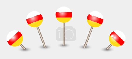 Illustration for South Ossetia national flag map marker pin icon illustration - Royalty Free Image