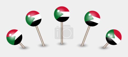 Illustration for Sudan national flag map marker pin icon illustration - Royalty Free Image