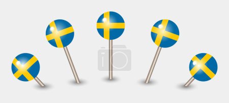 Illustration for Sweden national flag map marker pin icon illustration - Royalty Free Image