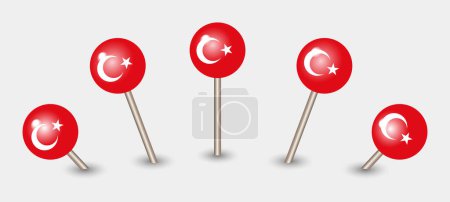 Illustration for Turkey national flag map marker pin icon illustration - Royalty Free Image