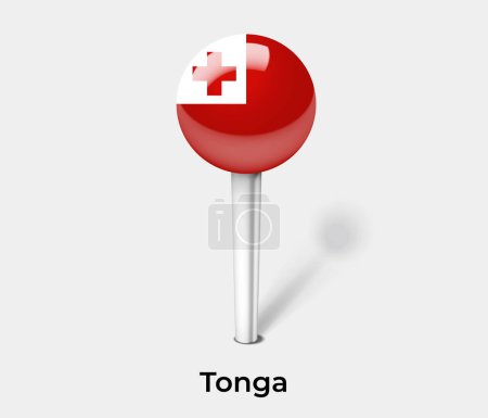 Téléchargez les illustrations : Tonga drapeau du pays pin carte marqueur - en licence libre de droit