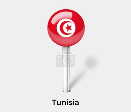 Illustration for Tunisia country flag pin map marker - Royalty Free Image