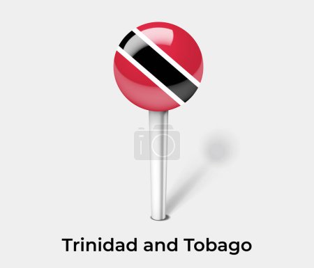 Illustration for Trinidad and Tobago country flag pin map marker - Royalty Free Image