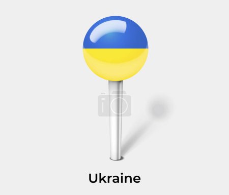 Téléchargez les illustrations : Ukraine drapeau de pays pin carte marqueur - en licence libre de droit