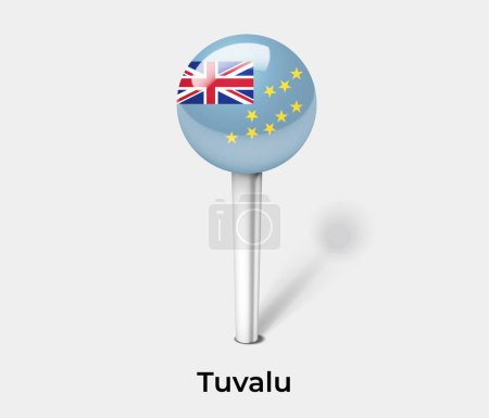 Illustration for Tuvalu country flag pin map marker - Royalty Free Image