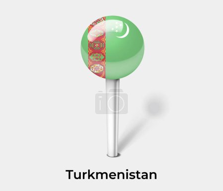 Ilustración de Turkmenistán país bandera pin mapa marcador - Imagen libre de derechos