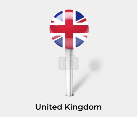 Téléchargez les illustrations : Royaume-Uni drapeau du pays pin carte marqueur - en licence libre de droit
