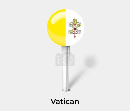 Illustration for Vatican City State country flag pin map marker - Royalty Free Image