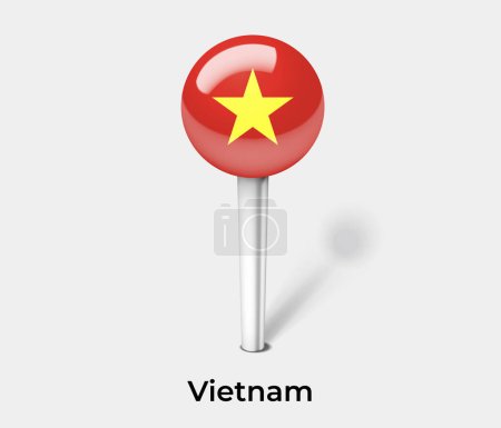 Téléchargez les illustrations : Vietnam drapeau du pays pin carte marqueur - en licence libre de droit