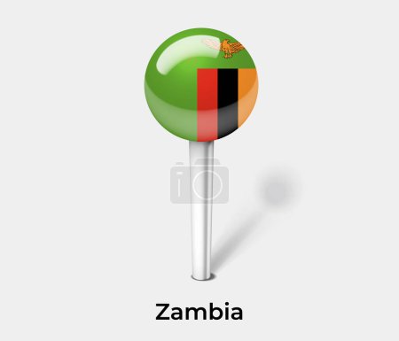 Téléchargez les illustrations : Zambie drapeau de pays pin carte marqueur - en licence libre de droit